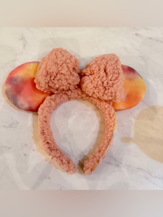 NEW Disney Parks Tie Dye Pink Sherpa Headband Ears main image 4